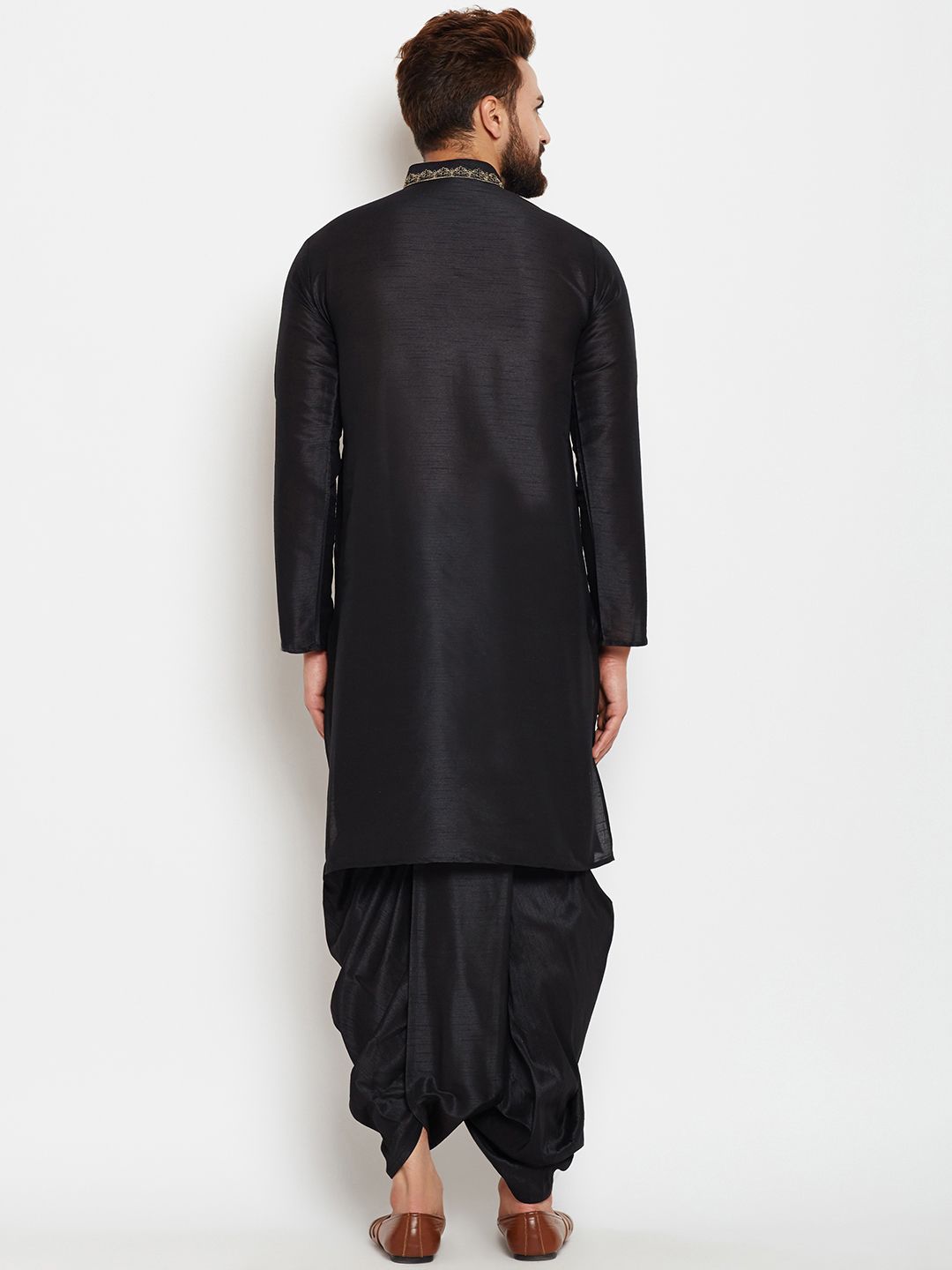 SOJANYA Kurta A-Line Design Tenunan Hitam Lelaki