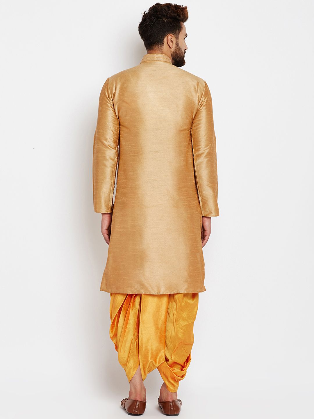 SOJANYA Men Gold-Toned Solid A-Line Kurta