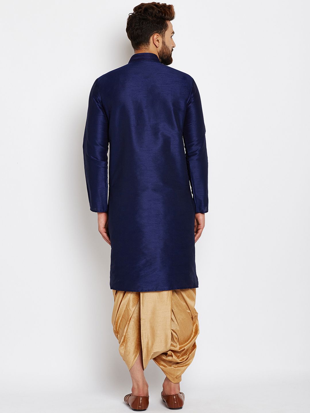 SOJANYA Lelaki Navy Blue Solid Kurta Lurus