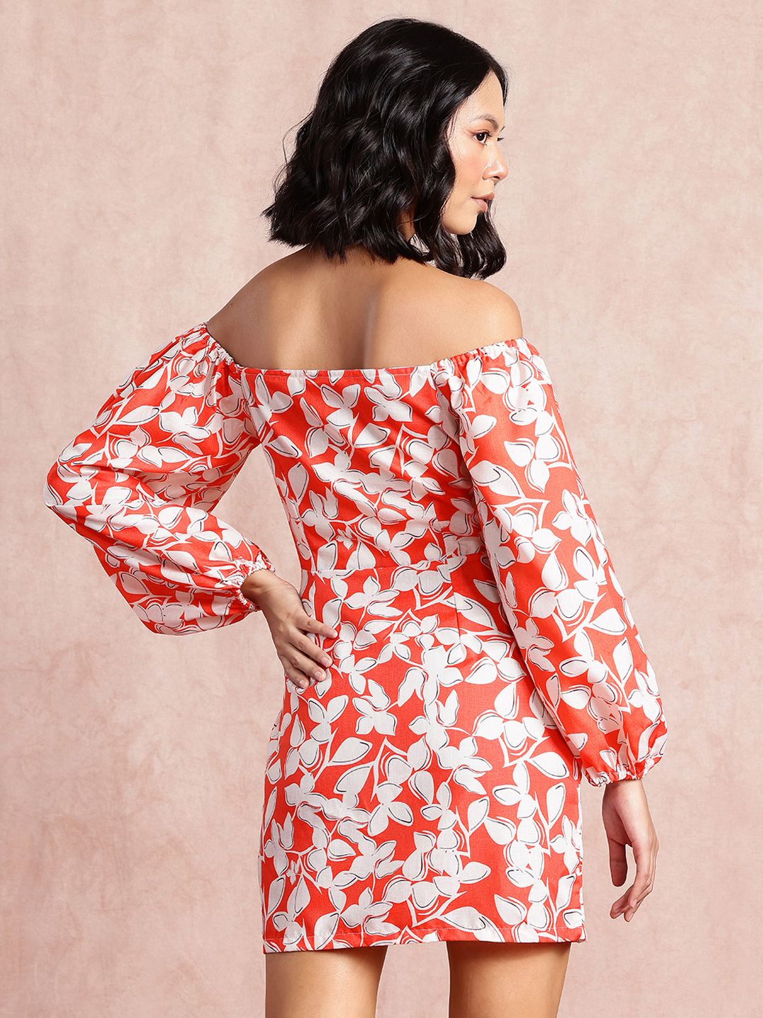 all about you Floral Print Puff Sleeve Sheath Mini Dress