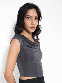 RAREISM Cowl Neck Crop Top
