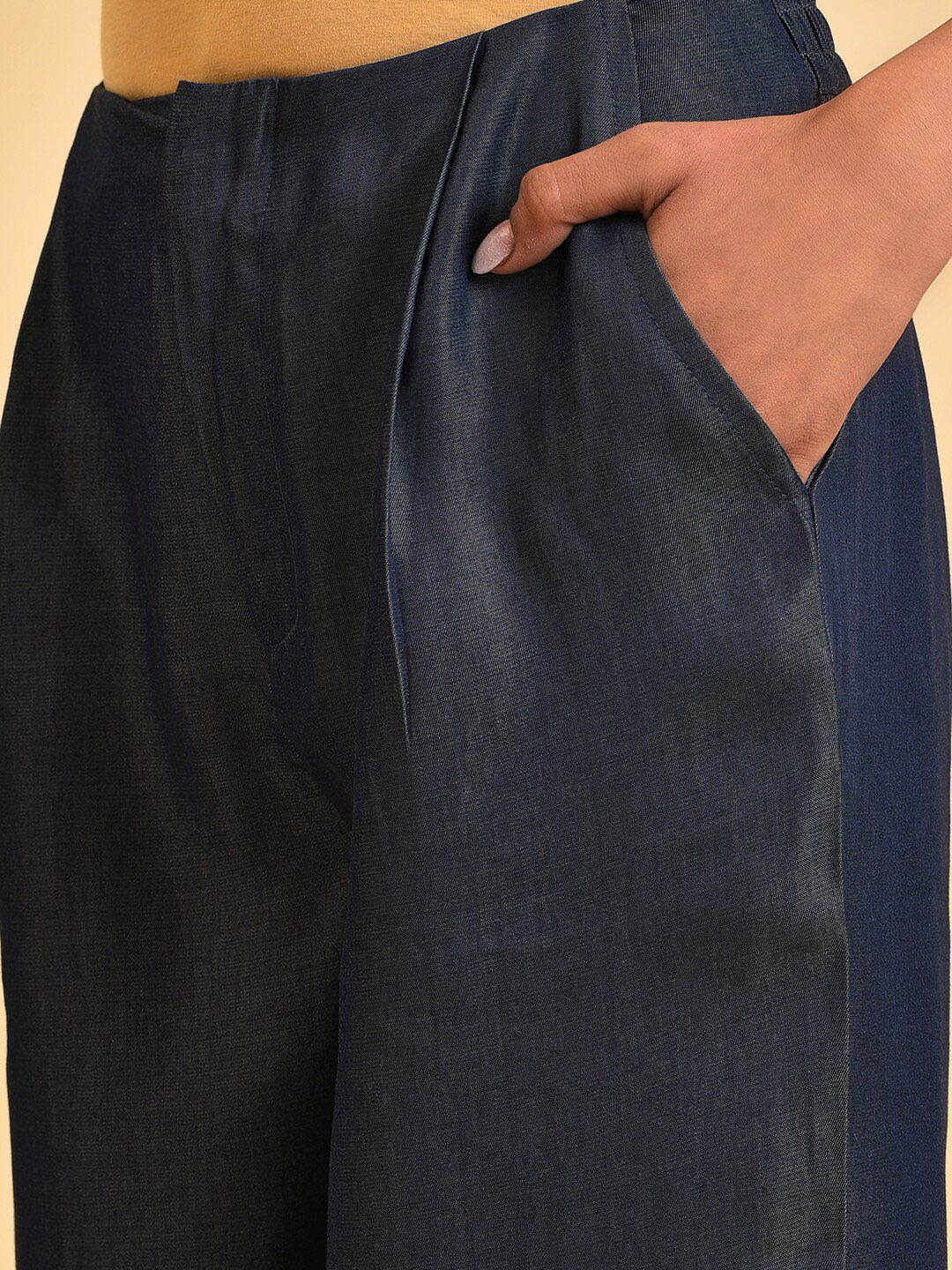 W Women Teal Blue Comfort Culottes Trousers