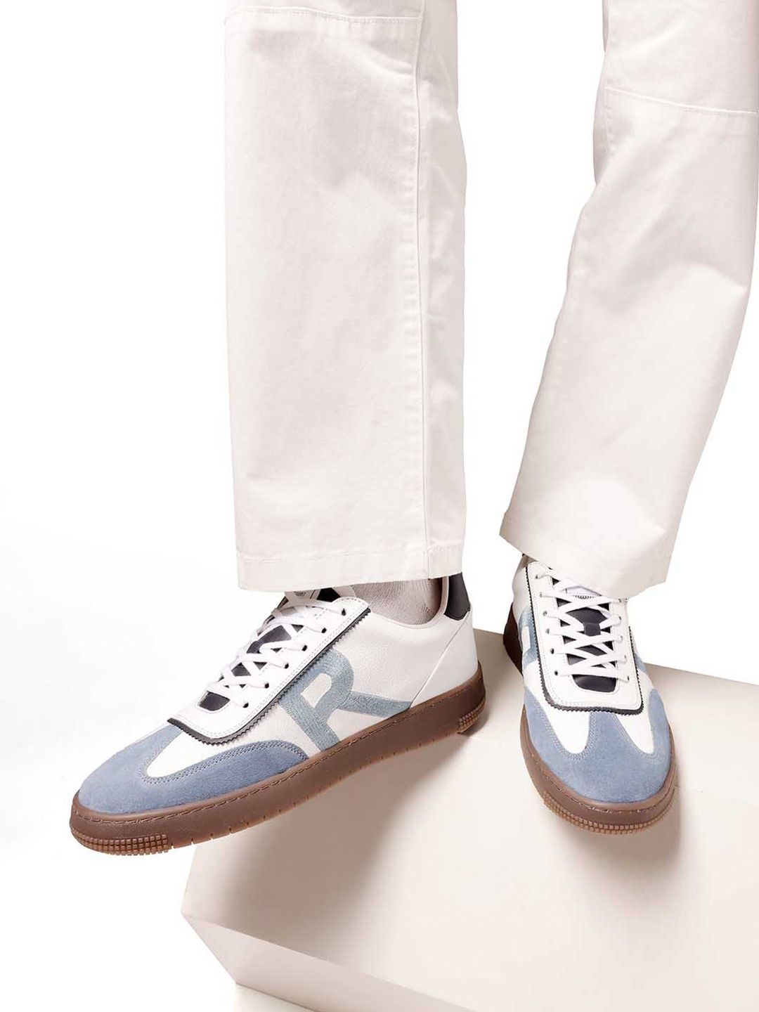 RARE RABBIT Men Printed Leather Sneakers