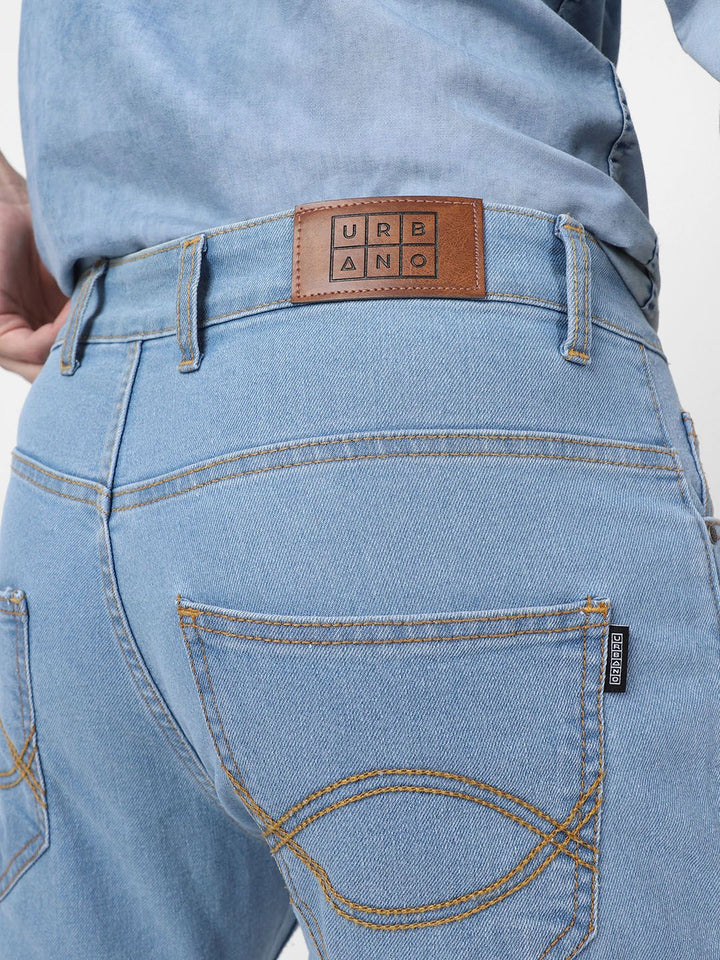 Urbano Fashion Men Mid Rise Light Fade Stretchable Bootcut Jeans