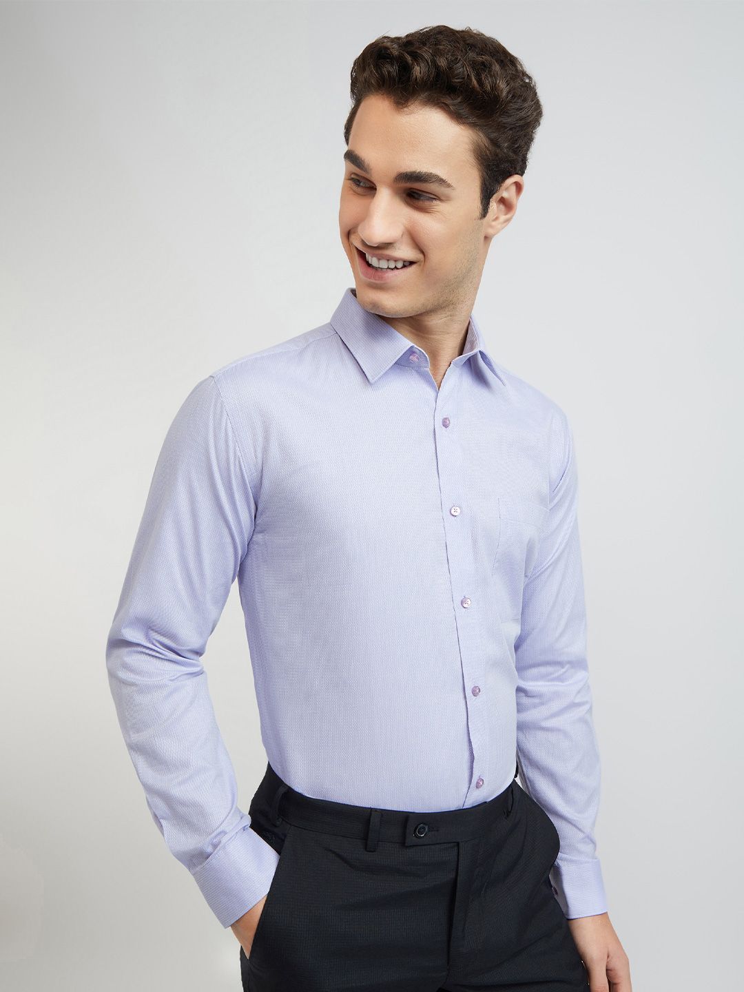 Raymond Self Design Slim Fit Pure Cotton Formal Shirt