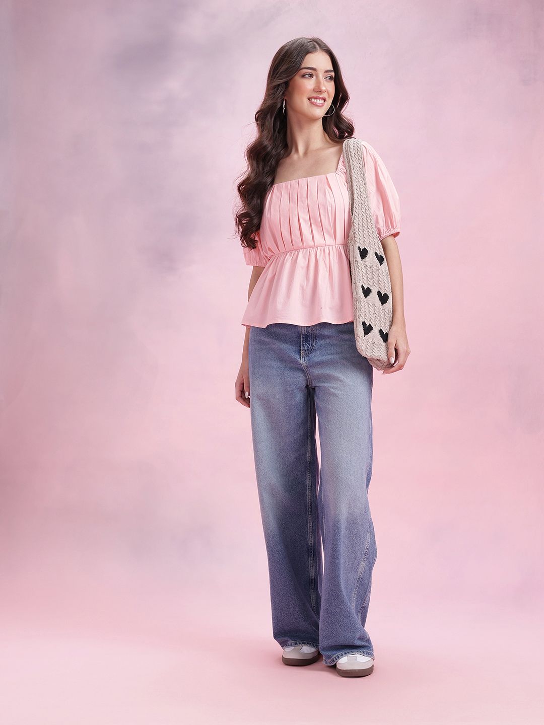 DressBerry Pleated Pure Cotton Styled Back Top