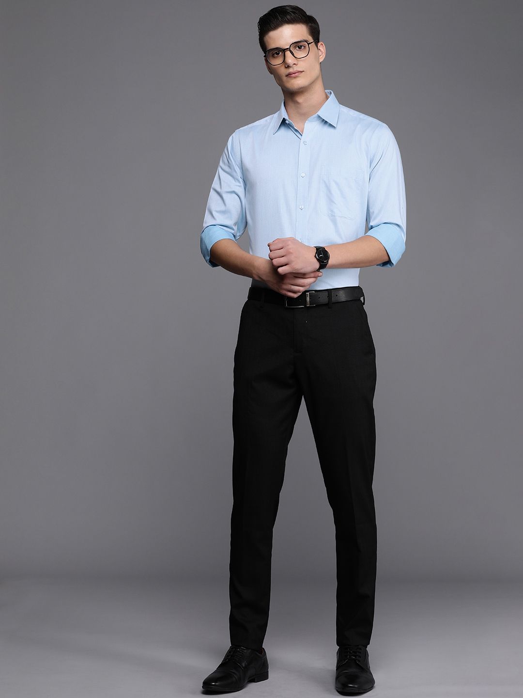 Raymond Self Design Slim Fit Pure Cotton Formal Shirt