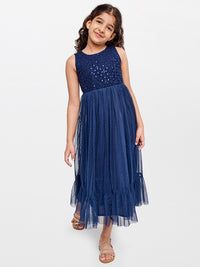 Global Desi Blue Embellished Maxi Dress