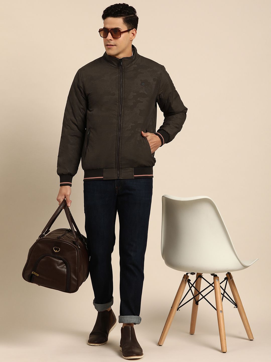 Being Human Clothing Men Mock Neck Bomber Jacket