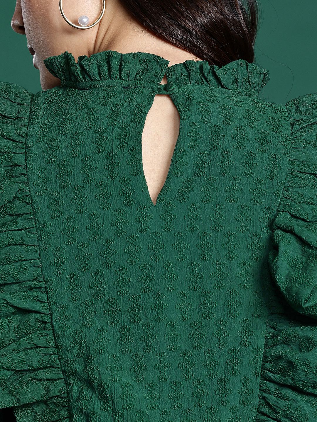 DressBerry Self Design Ruffles Blouson Top