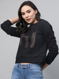 STREET 9 Women Black Embellished Sweatshirt