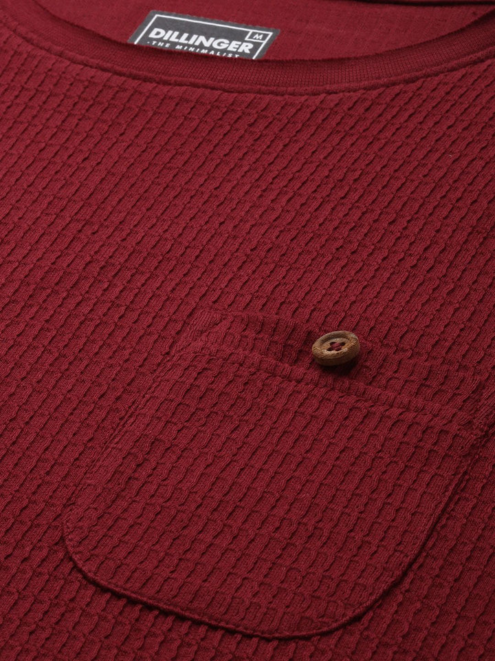 DILLINGER Men Waffle Structure Self Design Pockets T-shirt