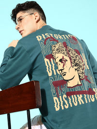 Difference of Opinion Men Teal Printed Pure Cotton Oversized T-shirt