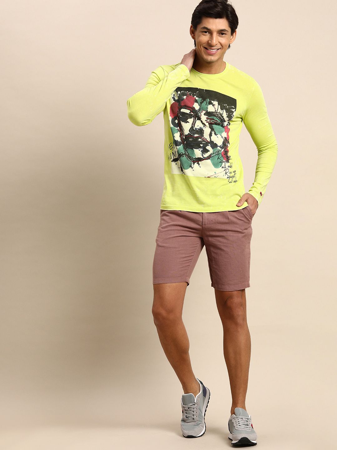 Being Human Men Lime Green Graphic Printed Pure Cotton T-shirt