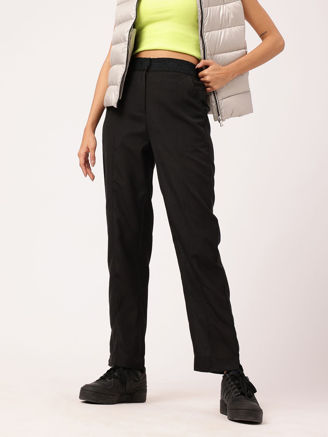 Women Soft Edgy Meets Chic High-Rise Trousers