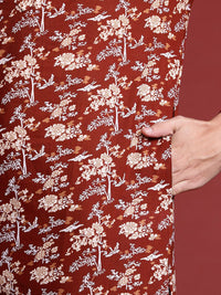 Anouk Floral Printed Pure Cotton Kurta with Trousers