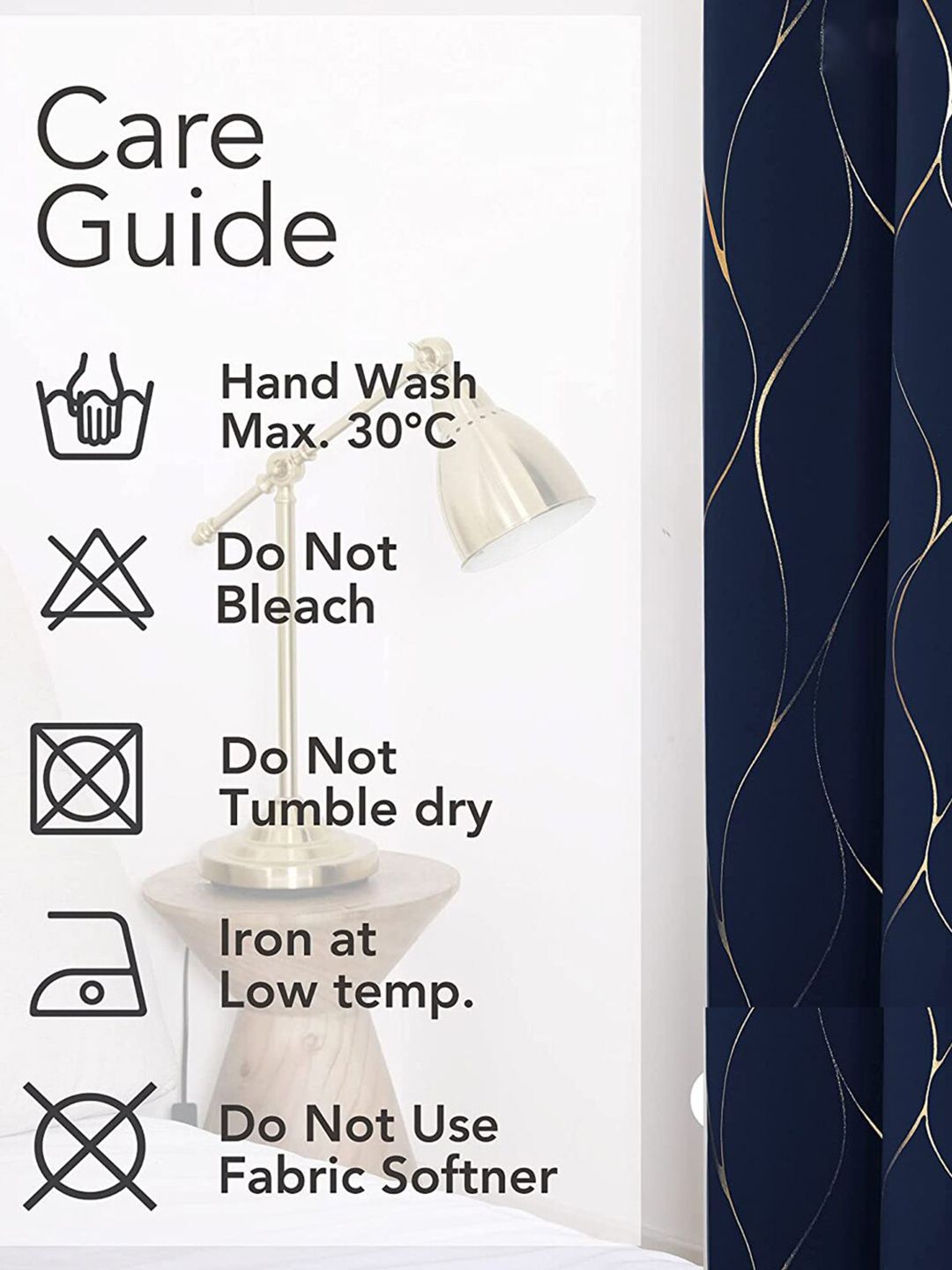 RUANG BANDAR Tirai Tingkap Biru Laut & Berwarna Emas Bercetak Hitam Keluar