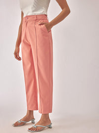 The Label Life Women Tapered Fit High-Rise Pleated Trousers