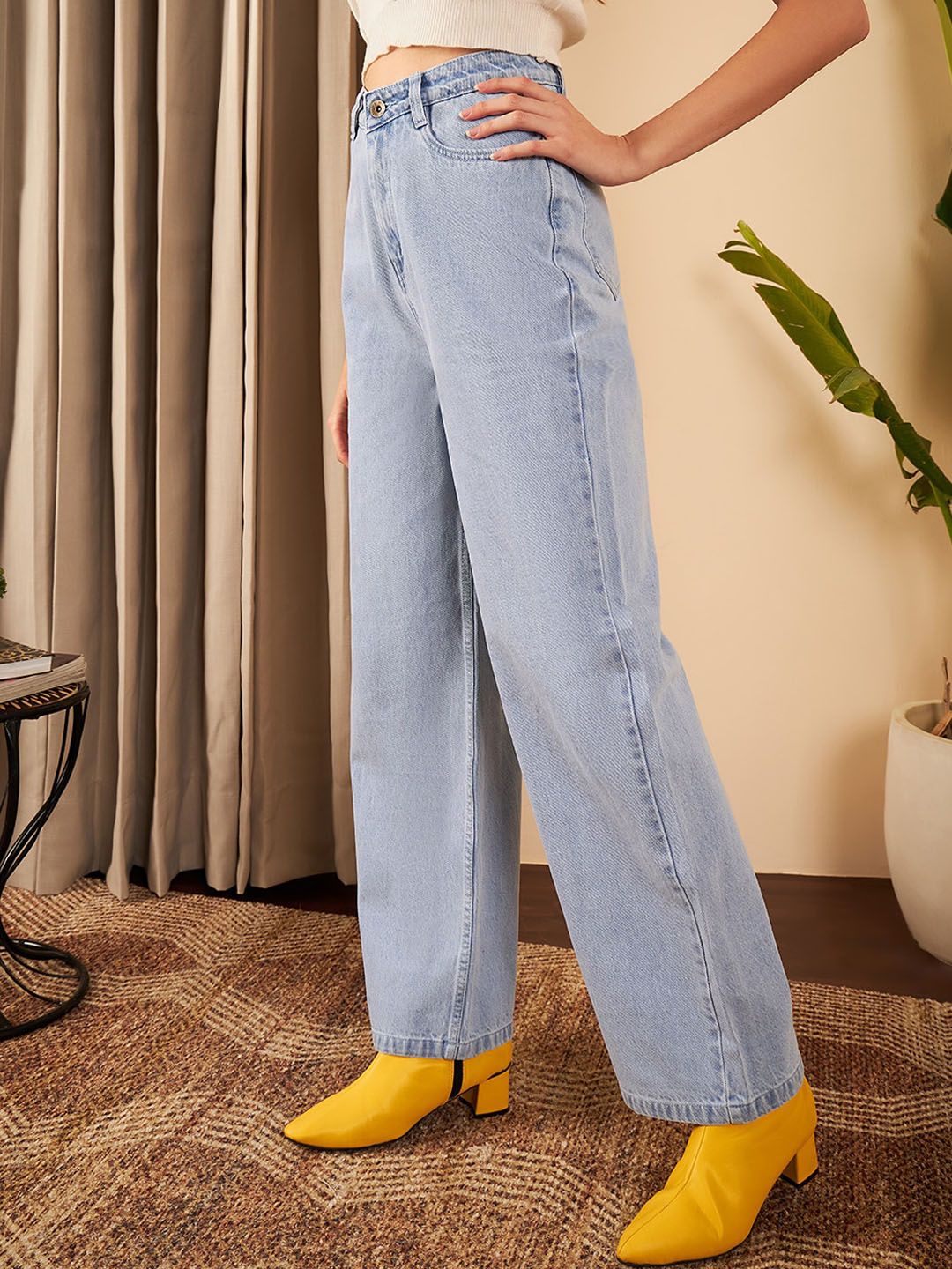 STREET 9 Women Flared High-Rise Clean Look Heavy Fade Pure Cotton Jeans