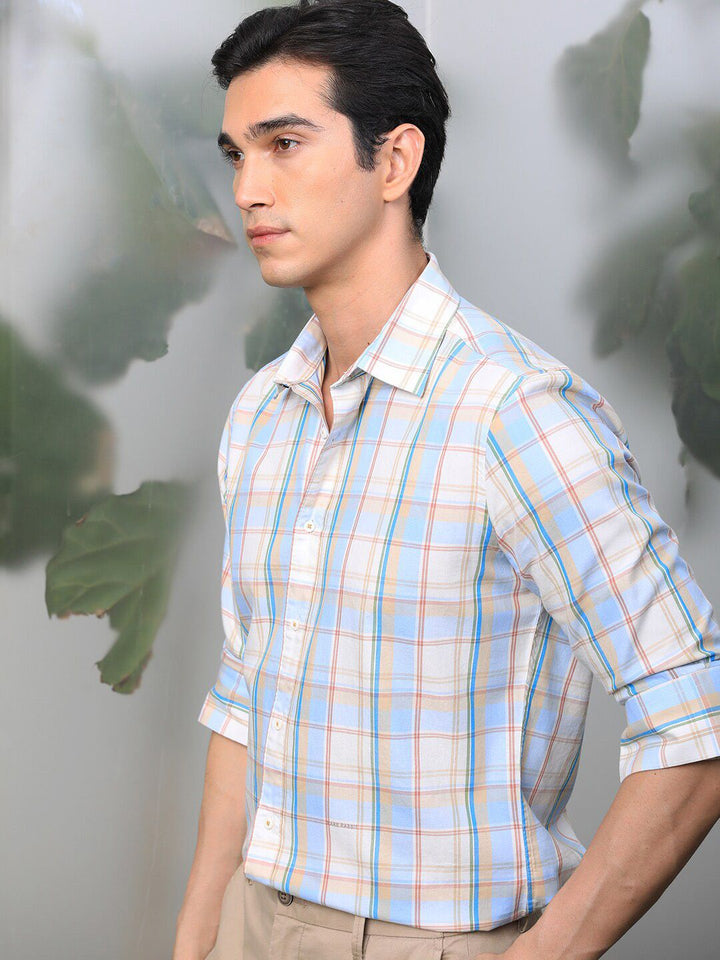 RARE RABBIT Men Campo Slim Fit Tartan Check Opaque Cotton Shirt