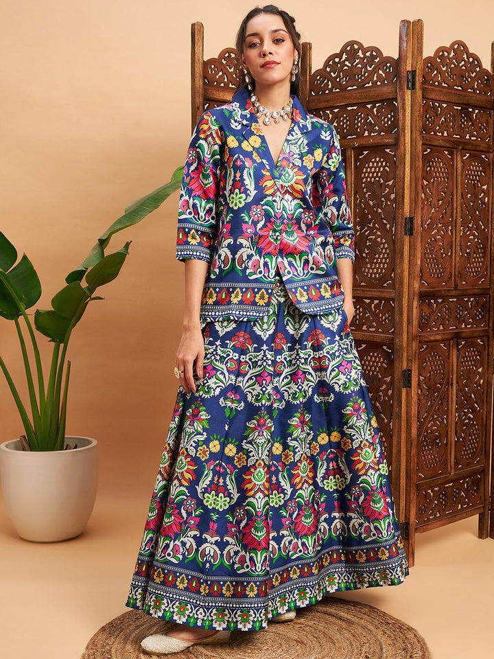 Shae by SASSAFRAS Floral Printed Blazer With Skirt Co-Ords