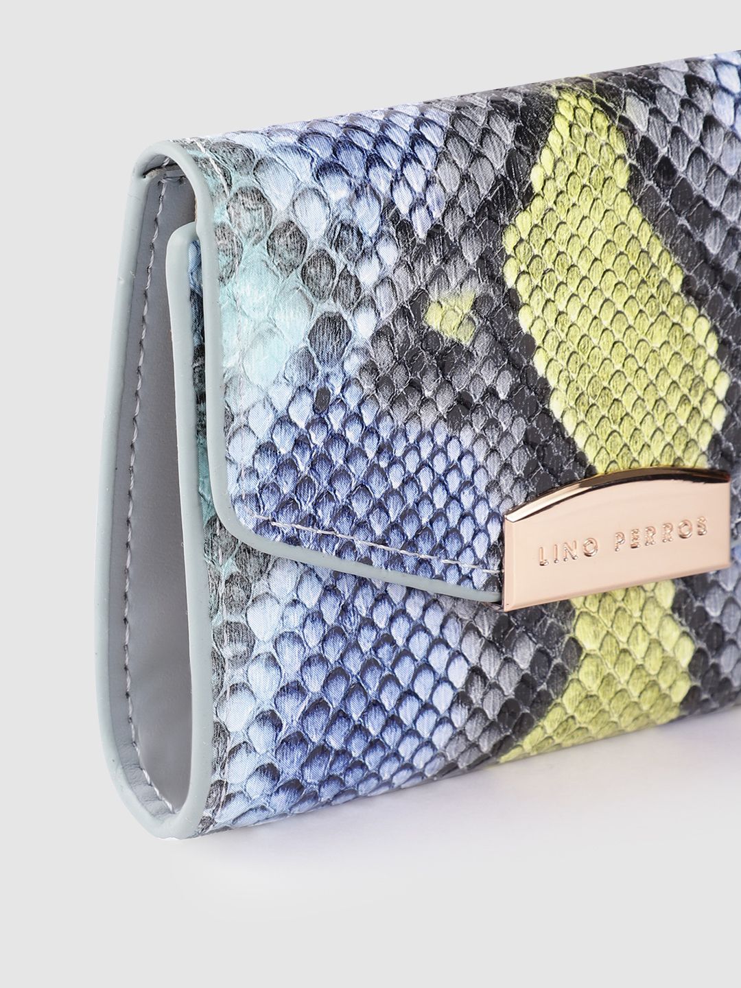 Lino Perros Women Snake Skin Textured Three Fold Wallet