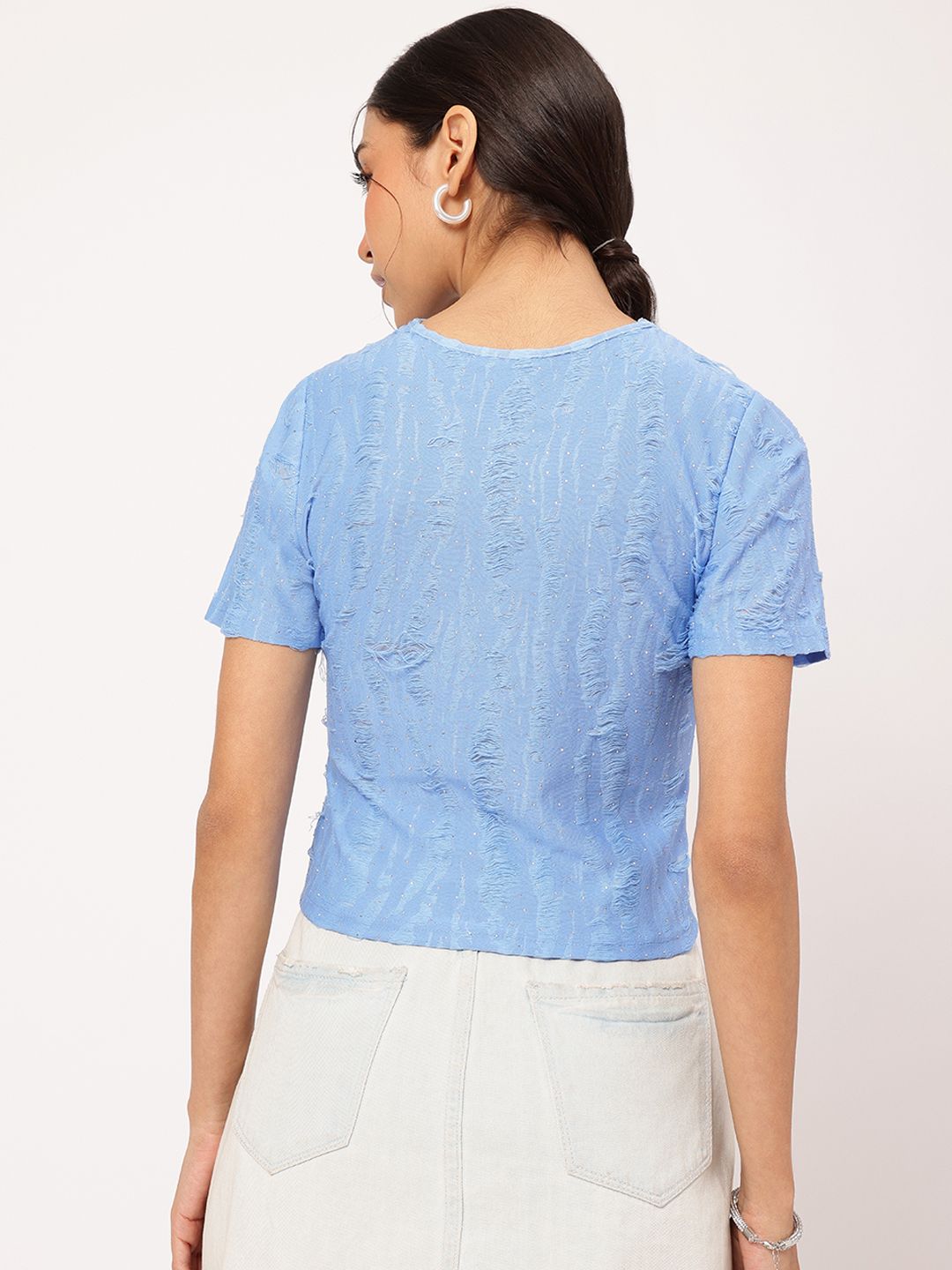 DressBerry Urban Serenity Frayed Studded Top