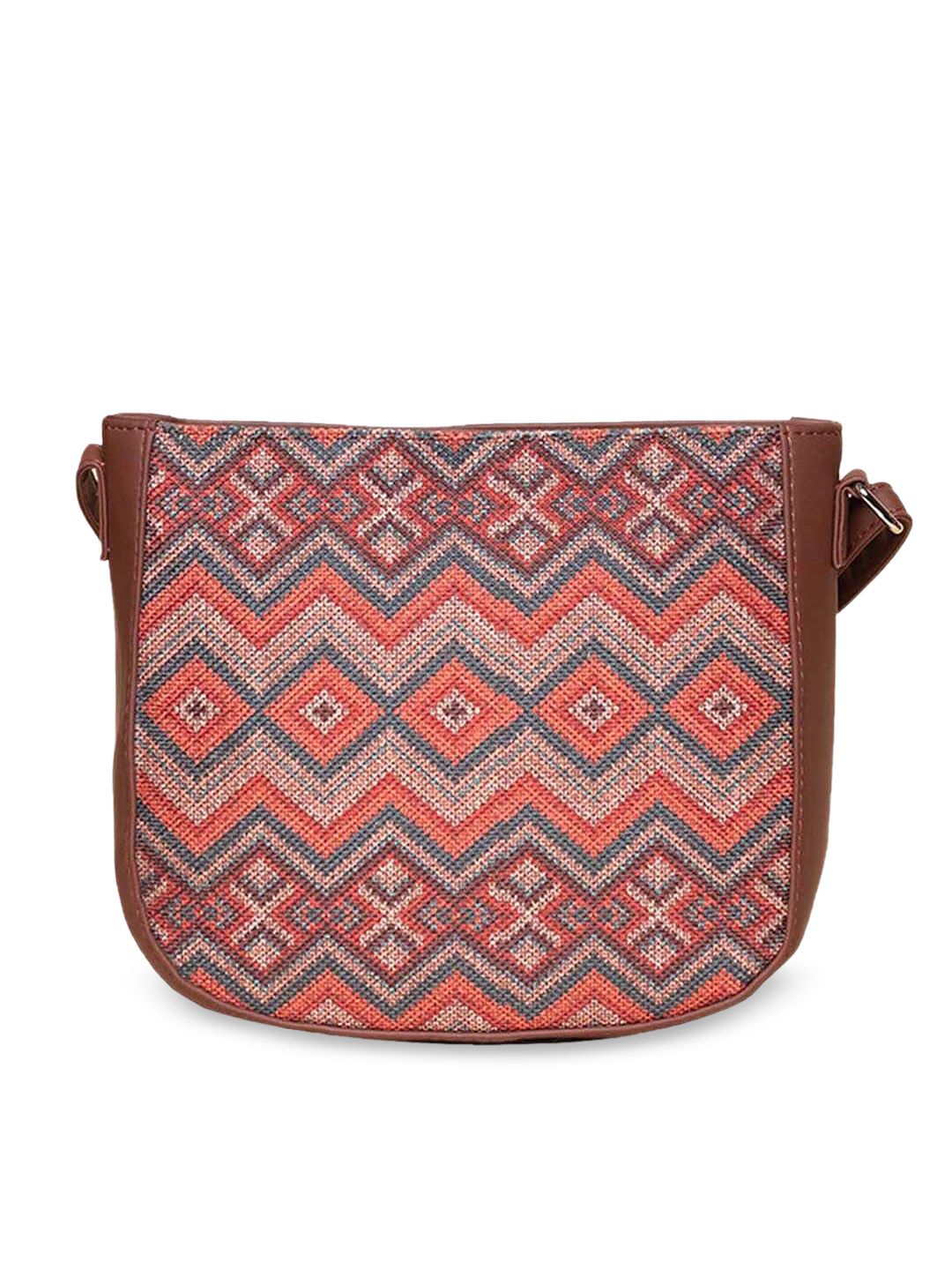 ZOUK Geometric Printed Structured Sling Bag