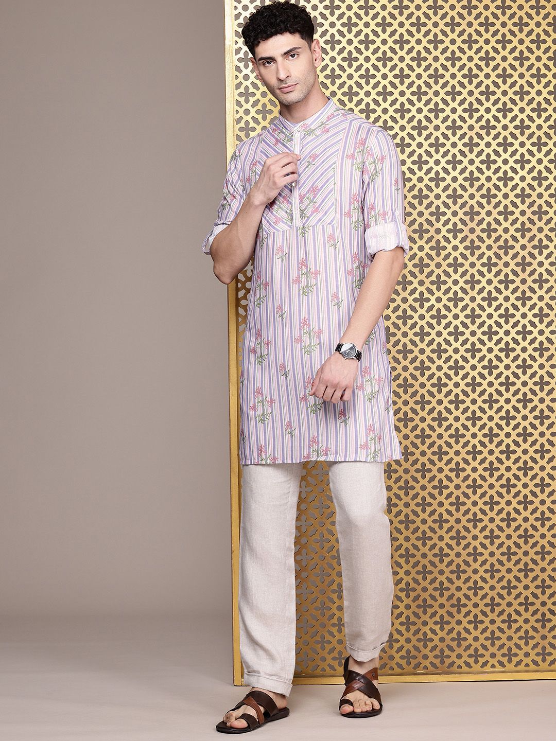 House of Pataudi Floral Printed Jashn Kurta