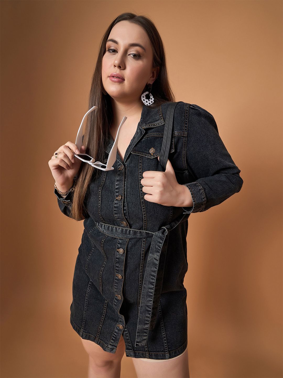 SASSAFRAS Curve Denim Shirt Dress