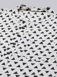 See Designs Men Beige & Black Geometric Printed Kurta