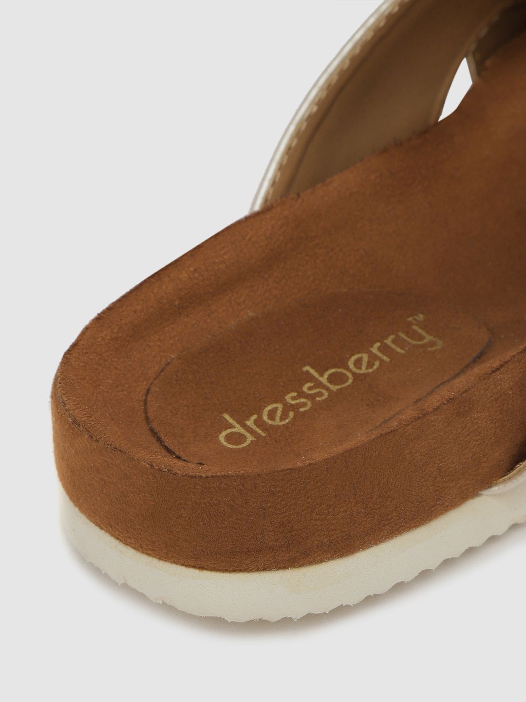 DressBerry Women Gold-Toned Solid Open Toe Flats