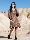 DressBerry Printed Bishop Sleeve A-Line Dress