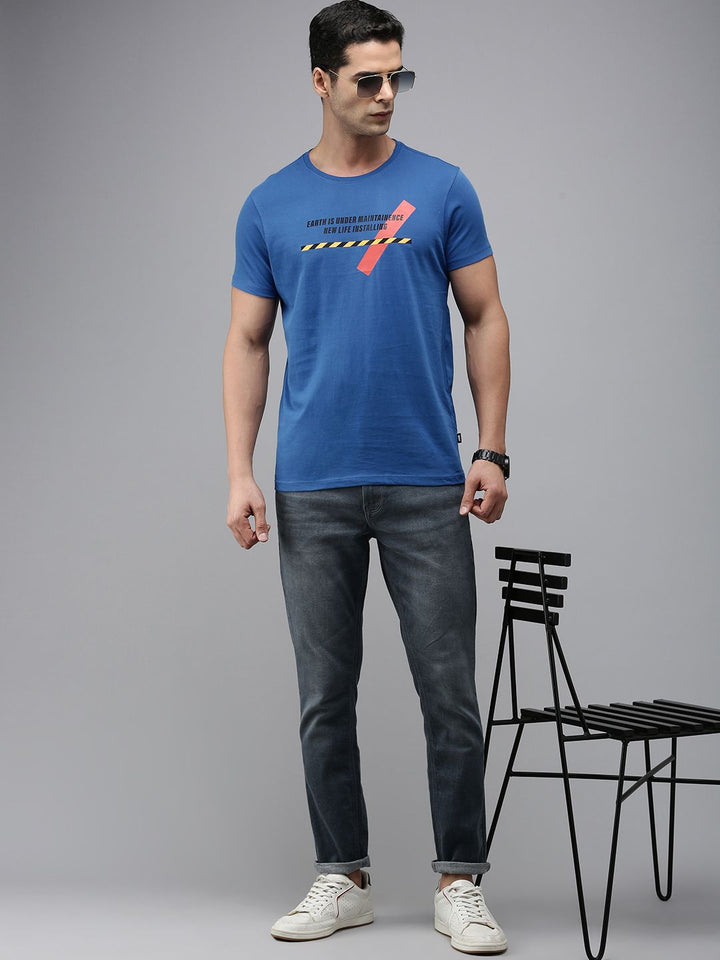 SPYKAR Men Pure Cotton Typography Printed Slim Fit T-shirt