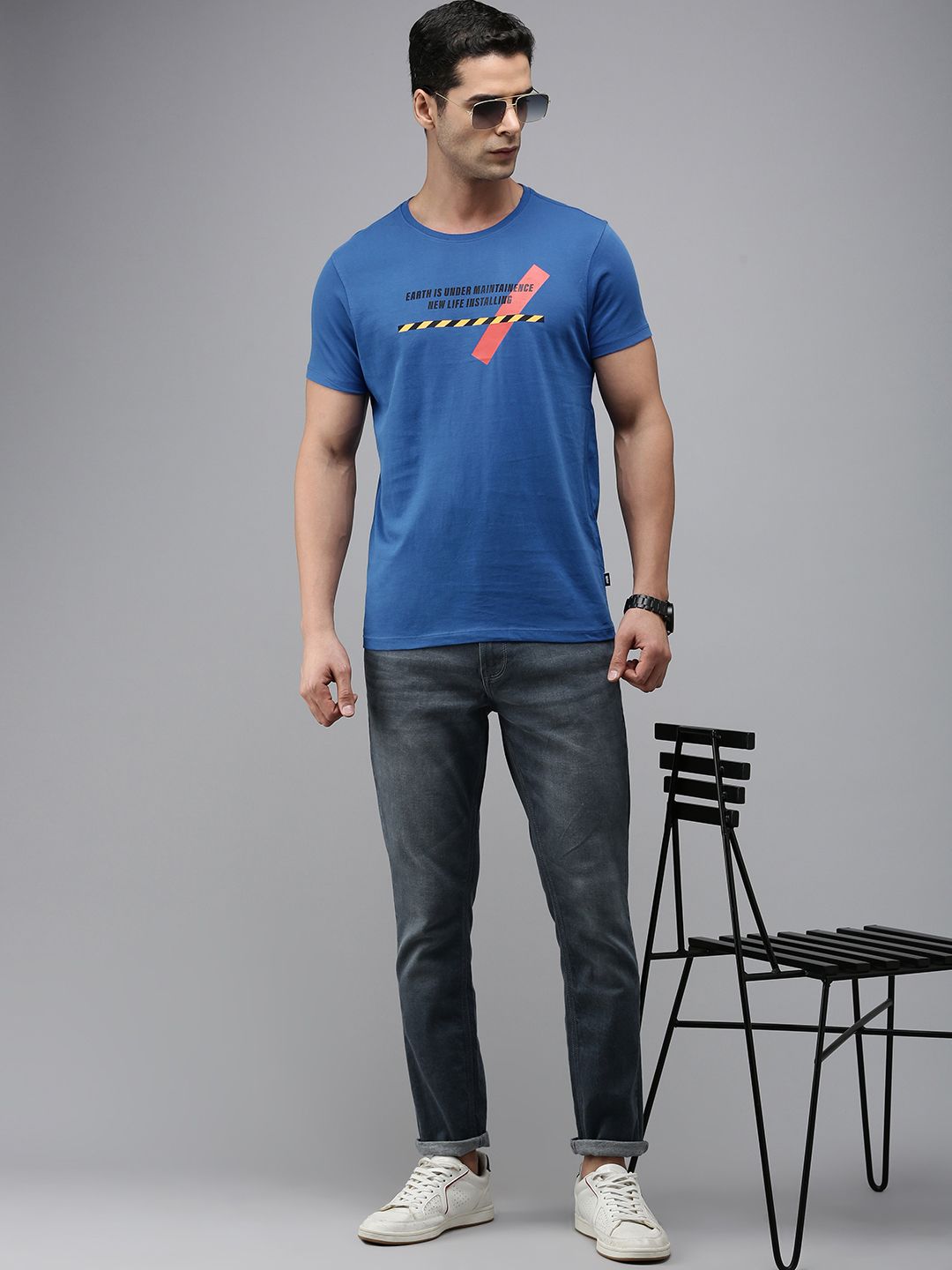 SPYKAR Men Pure Cotton Typography Printed Slim Fit T-shirt