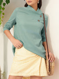 DressBerry Sage Whisper Button-Over Knit Top