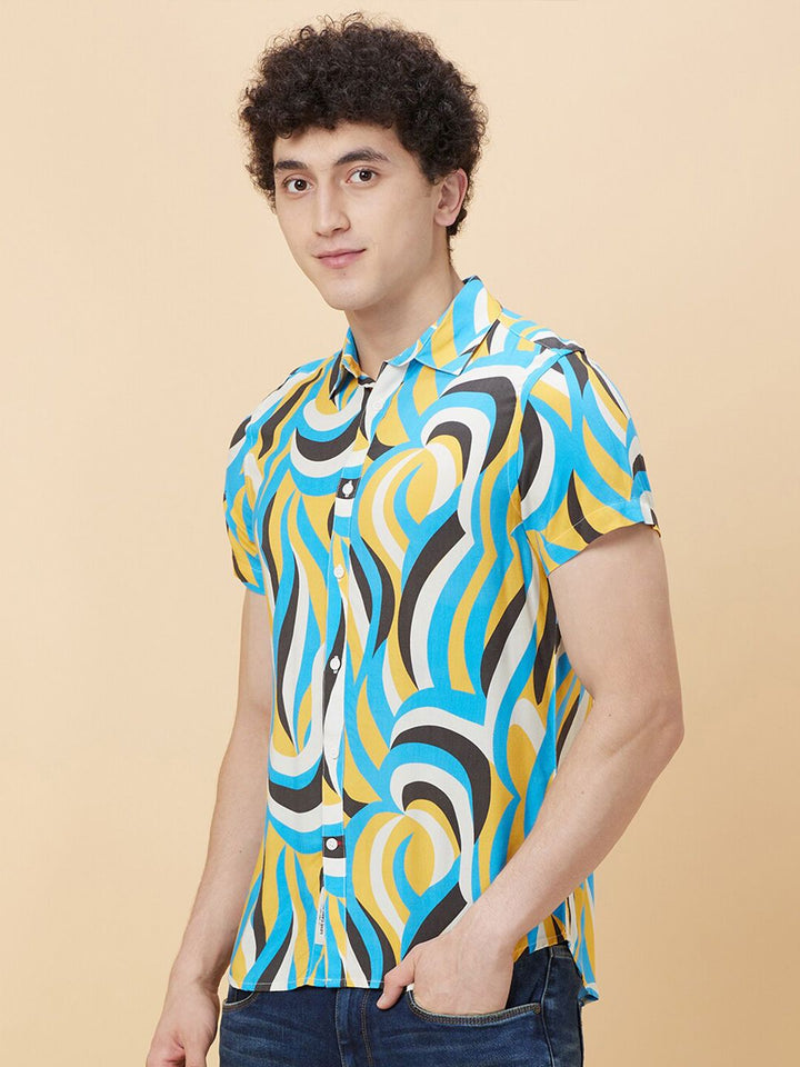 Being Human Slim Fit Geometric Printed Casual Shirt