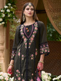 Indo Era Women Floral Embroidered Panelled Thread Work Kurta with Trousers & With Dupatta