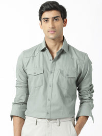 RARE RABBIT Men Belia Slim Fit Spread Collar Cotton Shirt