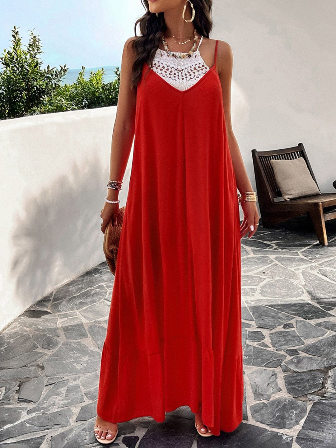 all about you Red Shoulder Straps Maxi Dress