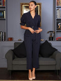 Athena Women Navy Blue Solid Co-Ords