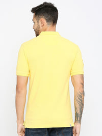 Being Human Men Yellow Polo Collar Applique T-shirt