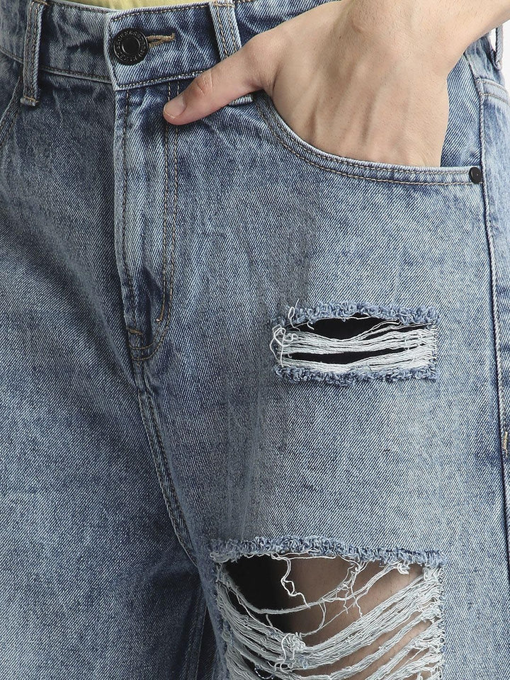 Bene Kleed Men Highly Distressed Heavy Fade Baggy Jeans