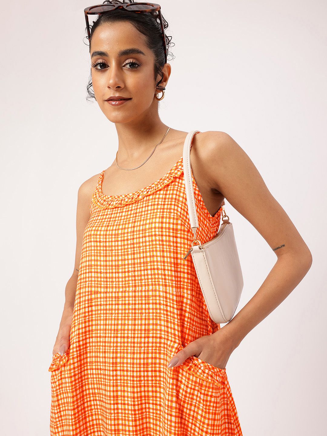 DressBerry Boho Edgy Core Shoulder Straps Checks A-line Dress