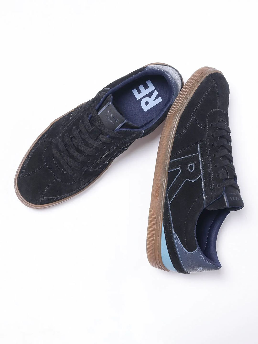 RARE RABBIT Men Duai Black Colourblocked Sneakers