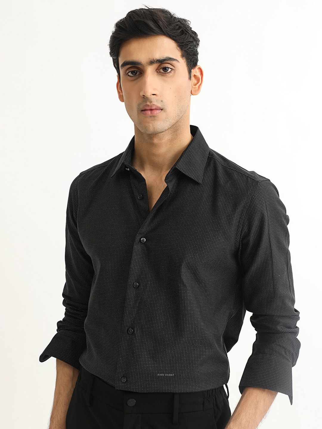 RARE RABBIT Men Luxem Slim Fit Micro Ditsy Printed Cotton Shirt