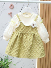 YK Girls Cotton Checked Pinafore Dress