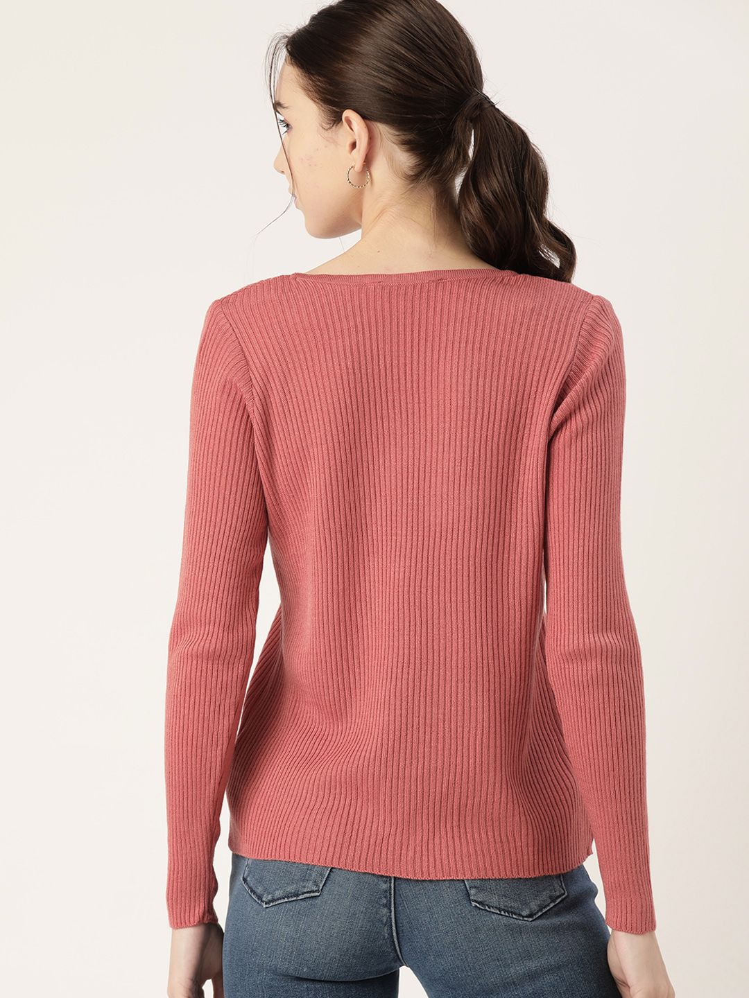 DressBerry V-Neck Ribbed Acrylic Pullover