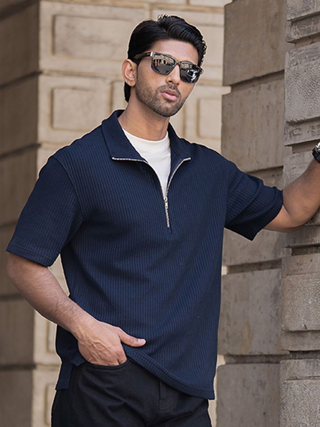 Powerlook Men Solid Polo Collar Cotton T-shirt