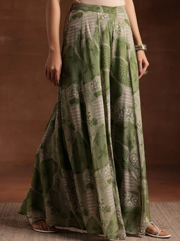 Libas Floral Printed One Shoulder Sleeveless Tunic & Palazzo With Slip